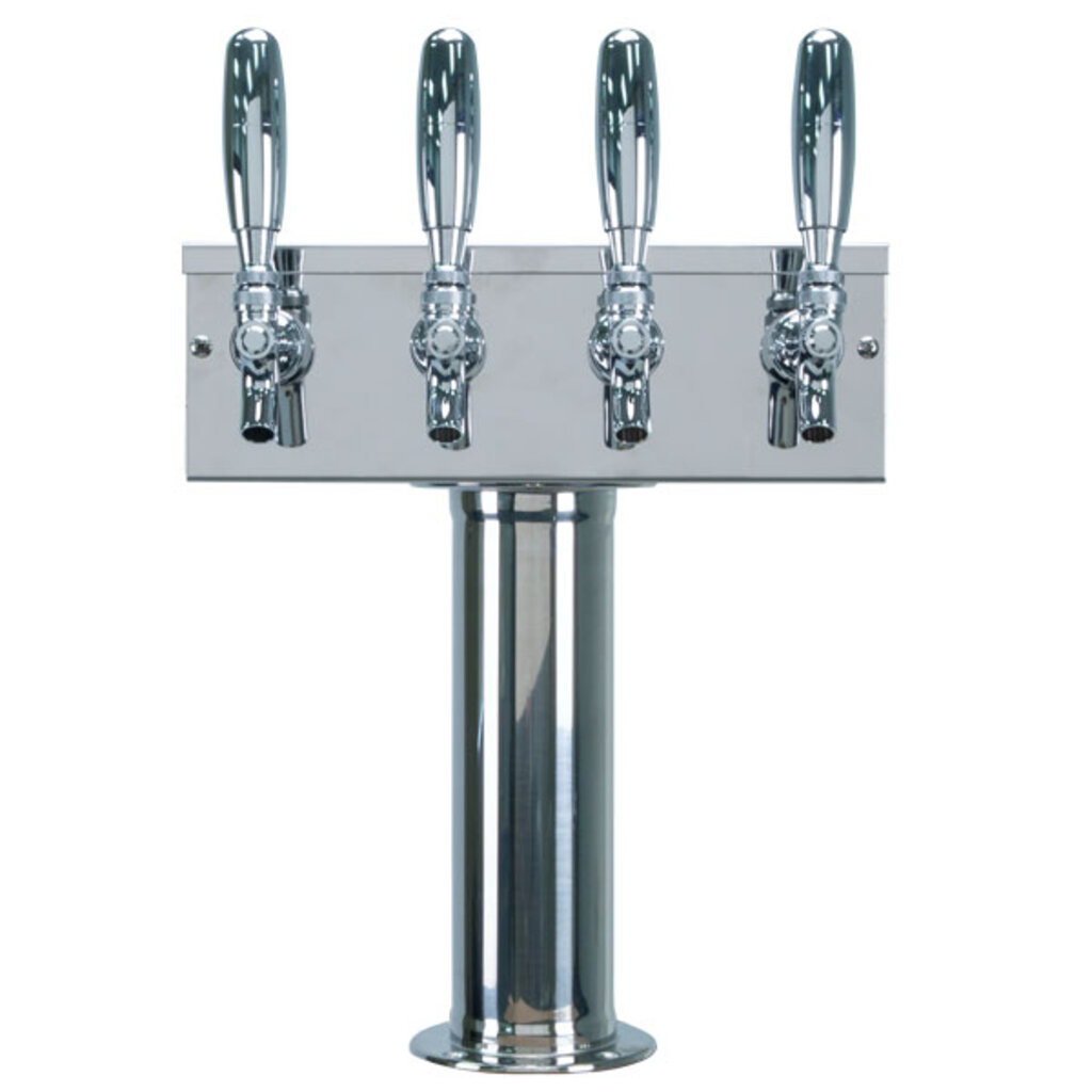 T Style 4-Faucet Draft Beer Tower – Polished Stainless Steel